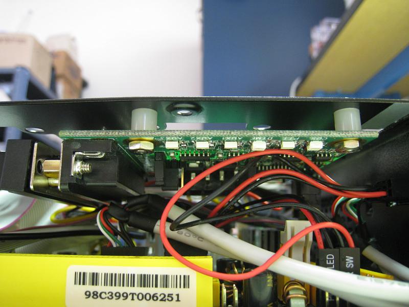 IMG_3695.JPG - Underside of IRLP board showing parallel port on left, various LED indicators.